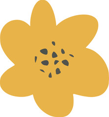 Vector illustration of abstract yellow flower in doodle style. Hand drawn. Isolated on a white background. Design element.