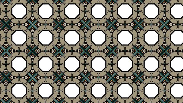 Loop video of seamless pattern with grey and white colored patchwork tiles.