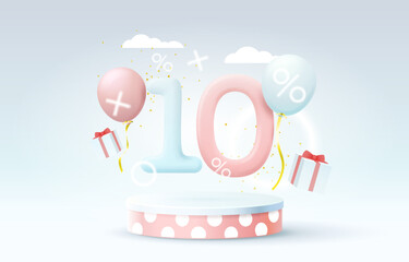 Mega sale special offer, Stage podium percent 10, Stage Podium Scene with for Award, Decor element background.