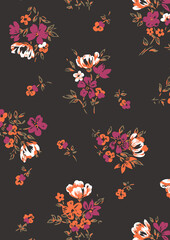 Mixed floral pattern design on plain base 