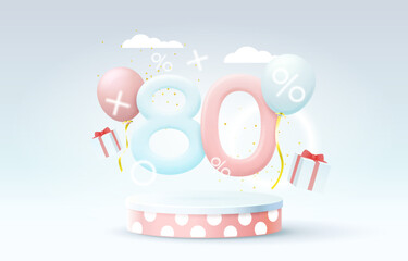Mega sale special offer, Stage podium percent 80, Stage Podium Scene with for Award, Decor element background.