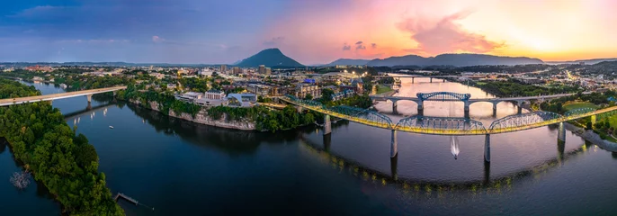 Outdoor-Kissen chattanooga skyline with blue hour and sunset © jdross75