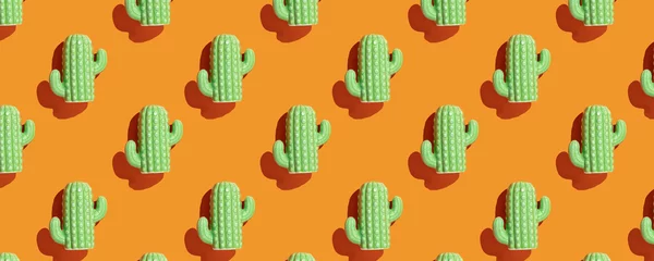 Abwaschbare Fototapete Pattern mexican style cactus on orange background top view banner © Natalia Klenova