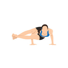 Obraz na płótnie Canvas Woman practicing yoga, doing arm stand Astavakrasana, asymmetrical arm balance Eight-Angle Pose. Flat vector illustration isolated on white background