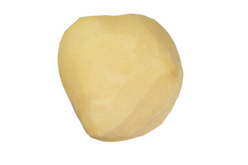 Close-up of a potato. Peeled potatoes isolated on a white background. A bunch of raw peeled potatoes.