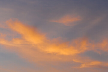 Naklejka na ściany i meble Sunset sky orange color clouds background nature in the evening summer