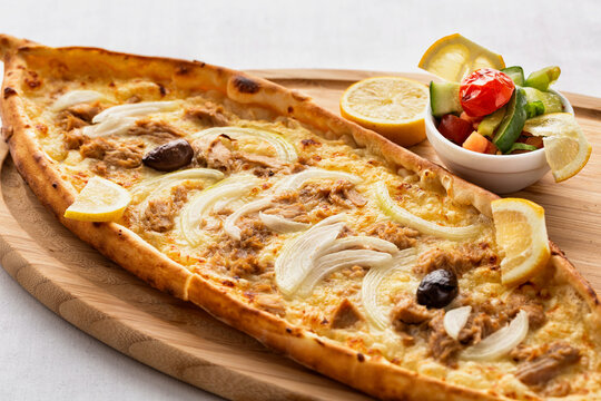 Turkish pide with tuna