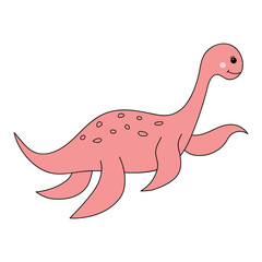 Cute baby dinosaur. Prehistoric character in doodle style.