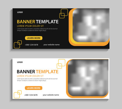 Abstract horizontal web banner design template. Modern business advertising banner design with space for pictures. Can be used for social media post, header, cover