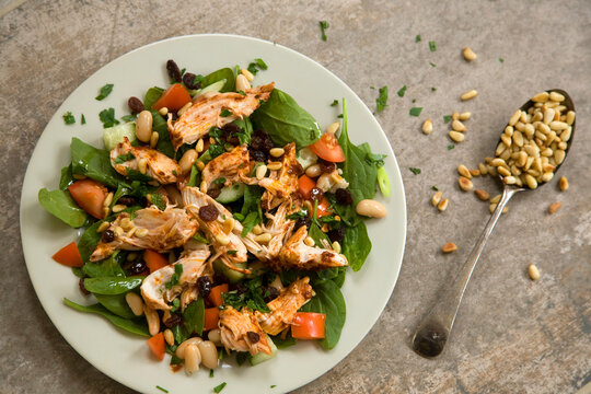 Harissa Chicken Salad With Fresh Spinach