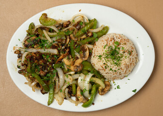 Beef stir fry with rice