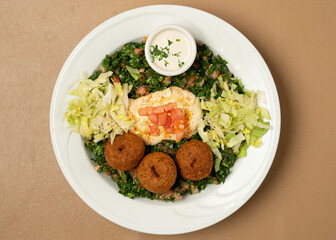 falafel with hummus and tabouli salad