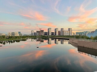 Fototapeta premium Country skyline at sunset
