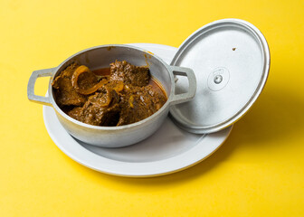 Stewed steak in a pot