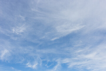White soft air clouds blue sky background nature evening summer weather