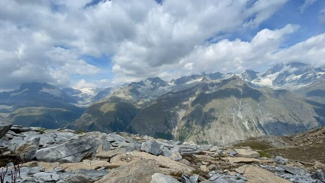 Timelapse video from Switzerland. Clouds and mountains.