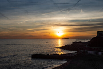 Tramonto sul mare a Genova