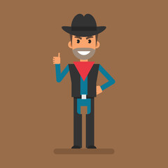 Cowboy robber showing thumbs up and smiling