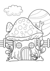 Garden Fairies and Mushrooms Theme Coloring Pages A4 for Kids and Adult