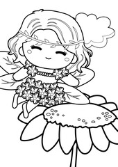 Garden Fairies Theme Coloring Pages A4 for Kids and Adult