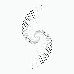 Abstract fractal spiral dots monochrome background. Fractal dots logo. Vector design element for multipurpose use.