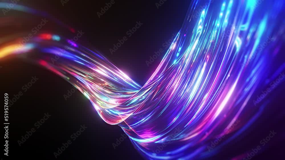 Poster abstract tunnel of a multicolor spectrum background. bright rays of neon light and colorful glowing 