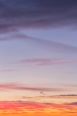Dark evening colored clouds sunset sky natural background beautiful landscape summer