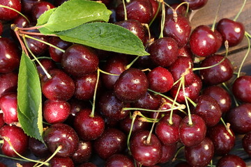 pattern background of fresh summer sweet cherries
