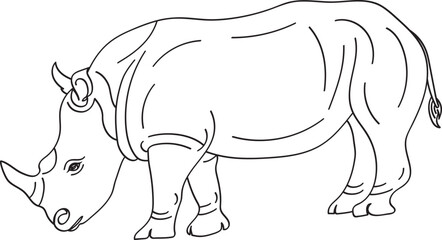 Abstract line of Rhinoceros or square-lipped rhinoceros.