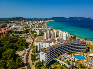Fototapeta premium Cala Millor Morning Photos from Drone, Mallorca Aerial Footage