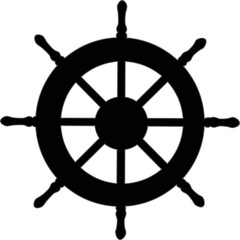 Obraz premium Black and White Cartoon Illustration Vector of a Ship Steering Wheel