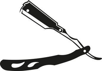 Black and White Cartoon Illustration Vector of a Barbers Razor Blade