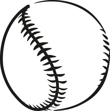 Black and White Cartoon Illustration Vector of a Baseball Ball