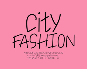 Minimalist linear handwritten font black color