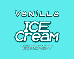 Stylish sign Vanilla Ice Cream turquoise color
