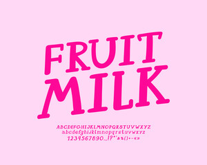 Pink food logo Fruit Milk with italic serif font