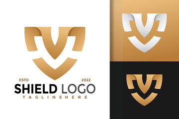 Letter MV or VM Shield Logo Design, brand identity logos vector, modern logo, Logo Designs Vector Illustration Template