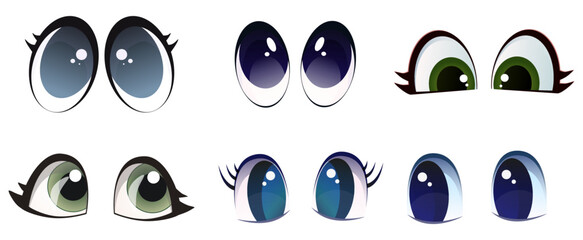 Set of cartoon eyes, isolated on white background.