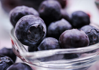 blueberries in a glass bowl