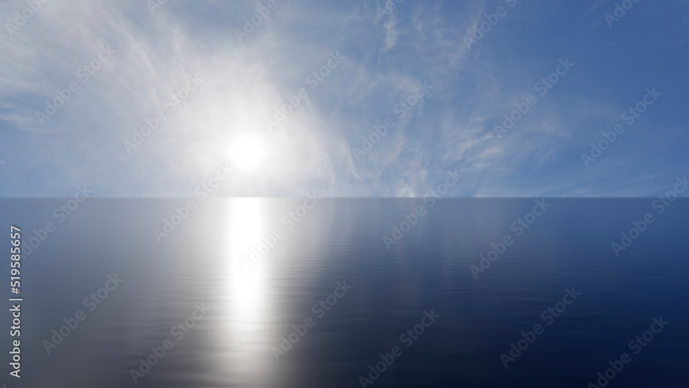 Wall mural the sky and water are reflections of the setting sun. 3d render