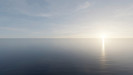 Fototapeta na wymiar the sky and water are reflections of the setting sun. 3d render