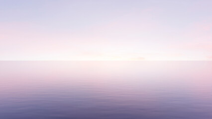 sky and water reflection pink dawn sunset gradient. 3d render