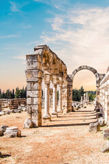 Beautiful view of the ruins of the ancient city of Anjar, Lebanon - obrazy, fototapety, plakaty
