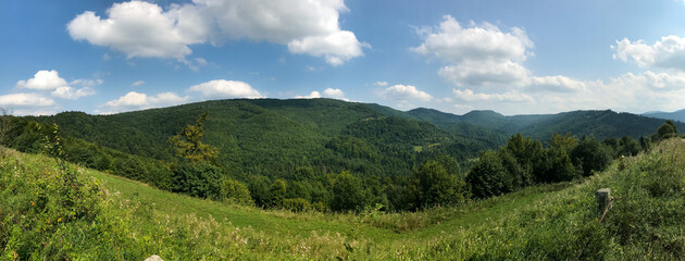 Panorama of the mountains. Ukraine. Carpathian Mountains.