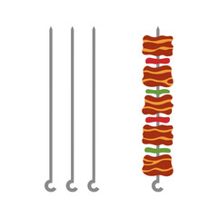 vector illustration of skewers isolated on white