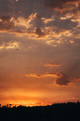 Beautiful Orange Purple Sunset over Mountains 