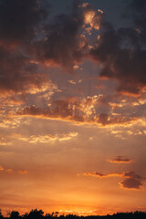 Beautiful Orange Purple Sunset over Mountains 