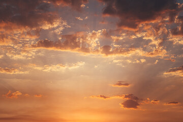 Beautiful Orange Purple Sunset over Mountains 
