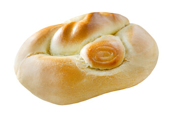 1 Brioche Brötchen auf weissem Hintergrund