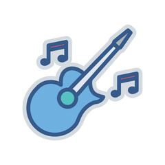 Guitar icon with tone. Icon related to party. colored icon style. suitable for sticker. Simple design editable